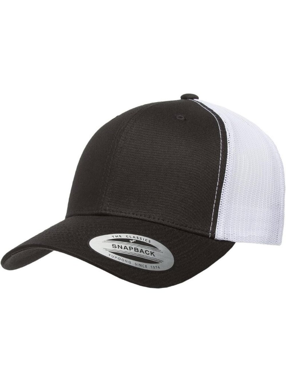 Men's Black/White Cotton Classics Trucker Mesh Cap YP Snapback Loose Fit Hat Cap